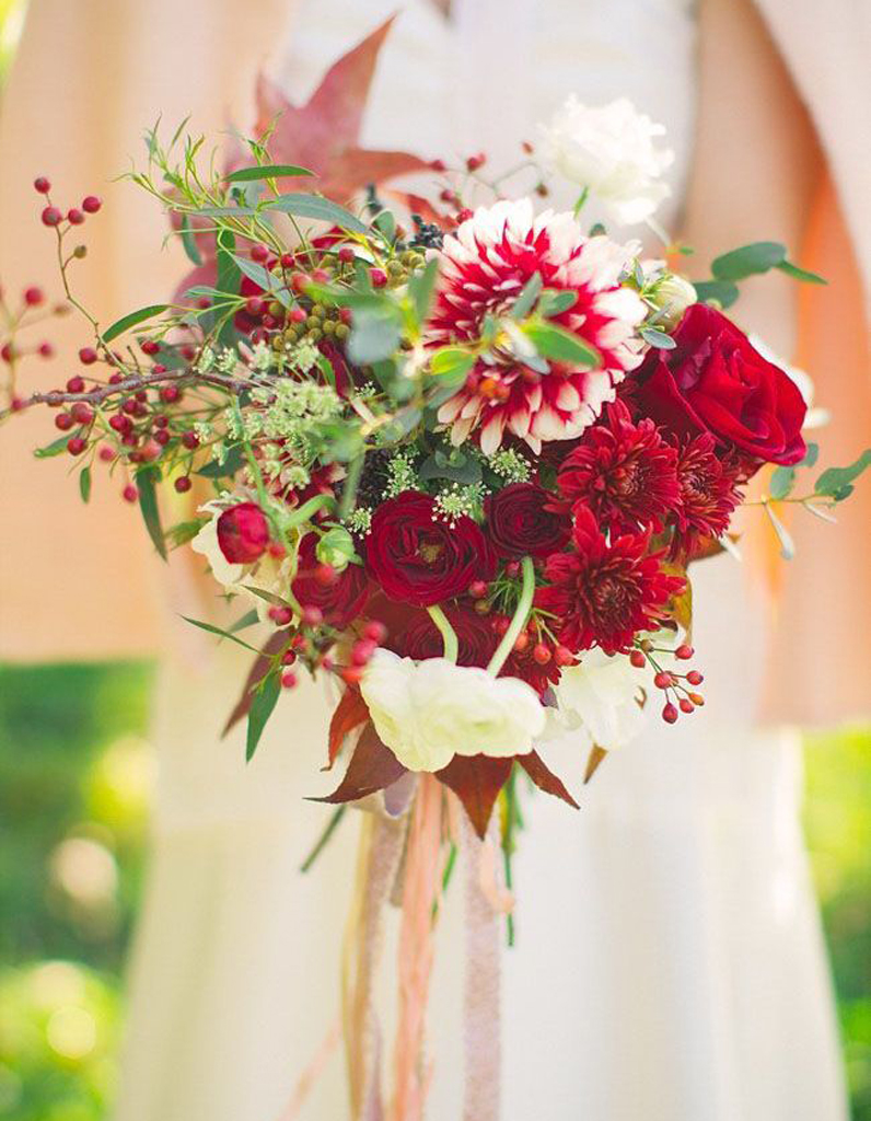 Bouquet de mariée rouge et blanc